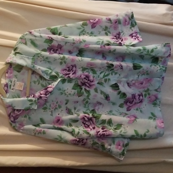 3 XL WOMENS TOPS/ PULLOVER/KITTY BLUEJEAN BLOUSE / PRETTY FLOWERED BLOUSE - Picture 9 of 10